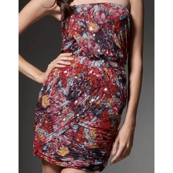 Diane Von Furtsenburg Vintage Strapless Draped Sequin Dress - Picture 2 of 7